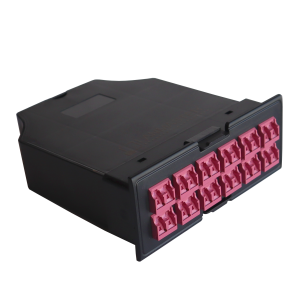 MPO кассета OM4, для модульной панели, 24xLC, тип B, низкие потери, черная