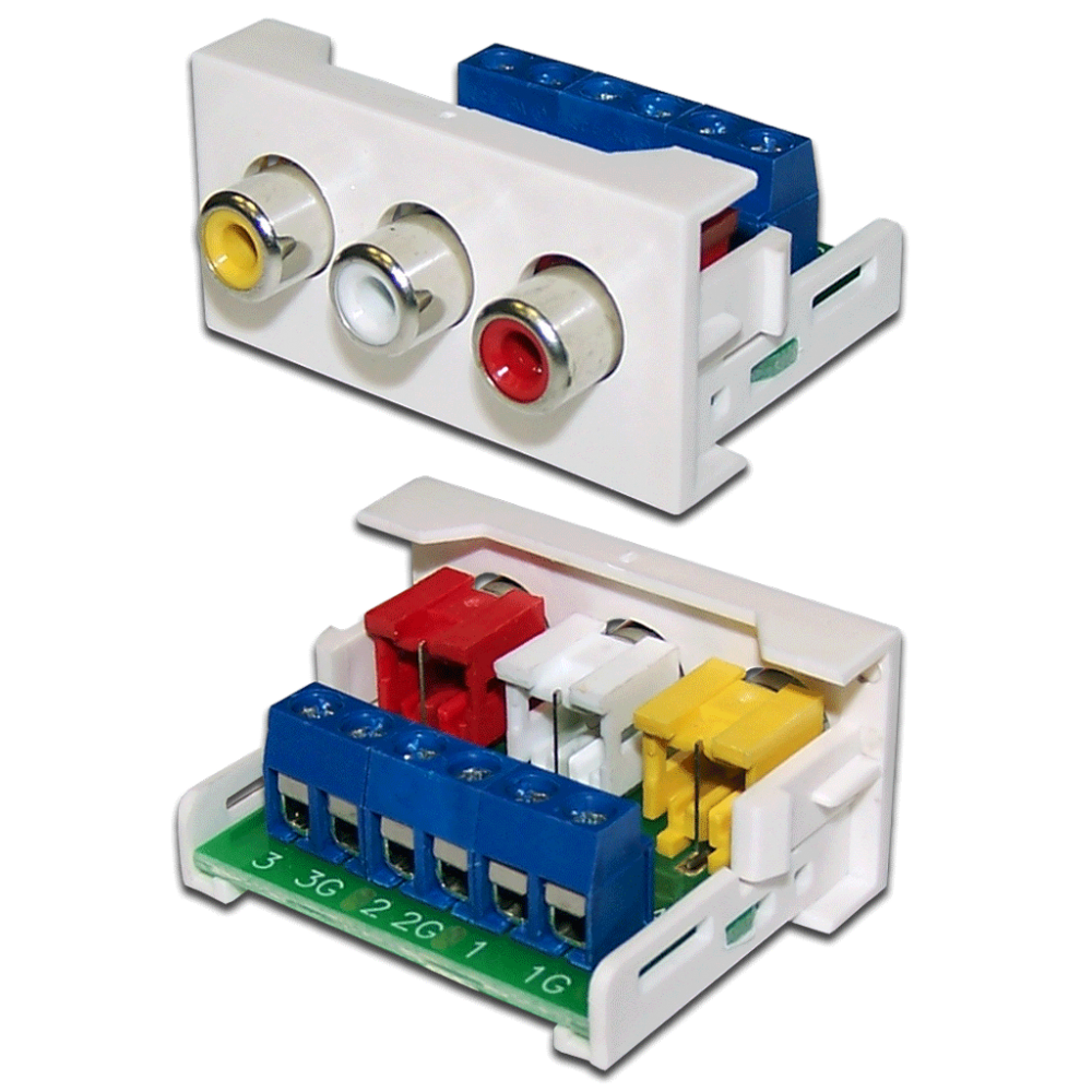 Вставка Mosaic 22.5x45 3xRCA Composite Video & Stereo Audio, белая