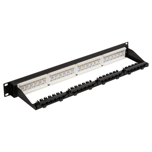 Патч-панель 19", 24 порта RJ45, неэкранированная, кат.6, 1U, с задним органайзером с фиксаторами кабеля