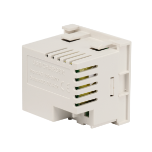 Модуль USB-зарядки, 2 порта USB-A, 4.2A/5V, 45x45, белый Модуль USB-зарядки, 2 порта USB-A, 4.2A/5V, 45x45, белый