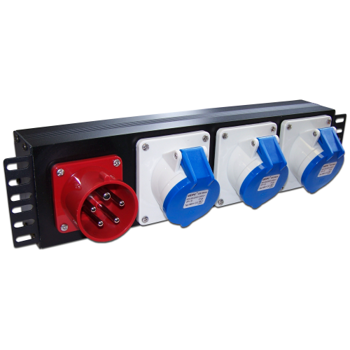 Блок розеток 19", 3-фазный без выключателя, 32A / 380V,1х3 IEC309, без шнура питания, с вилкой IEC309