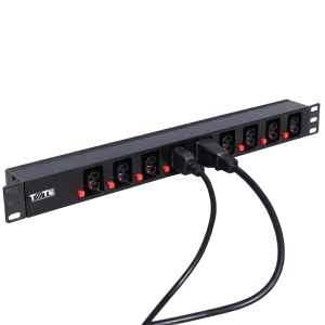 Блок розеток 19", 1-фазный без выключателя, 16A / 250V, 9xC39 с фиксатором вилки, без шнура питания, разъем C20