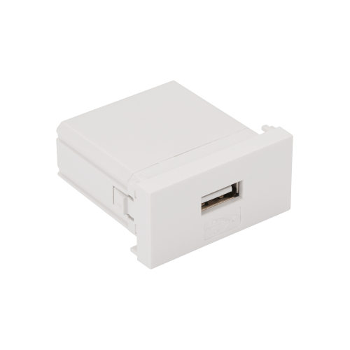 Модуль USB-зарядки, 1 порт USB-A, 2.1A/5V, 22.5x45, белый