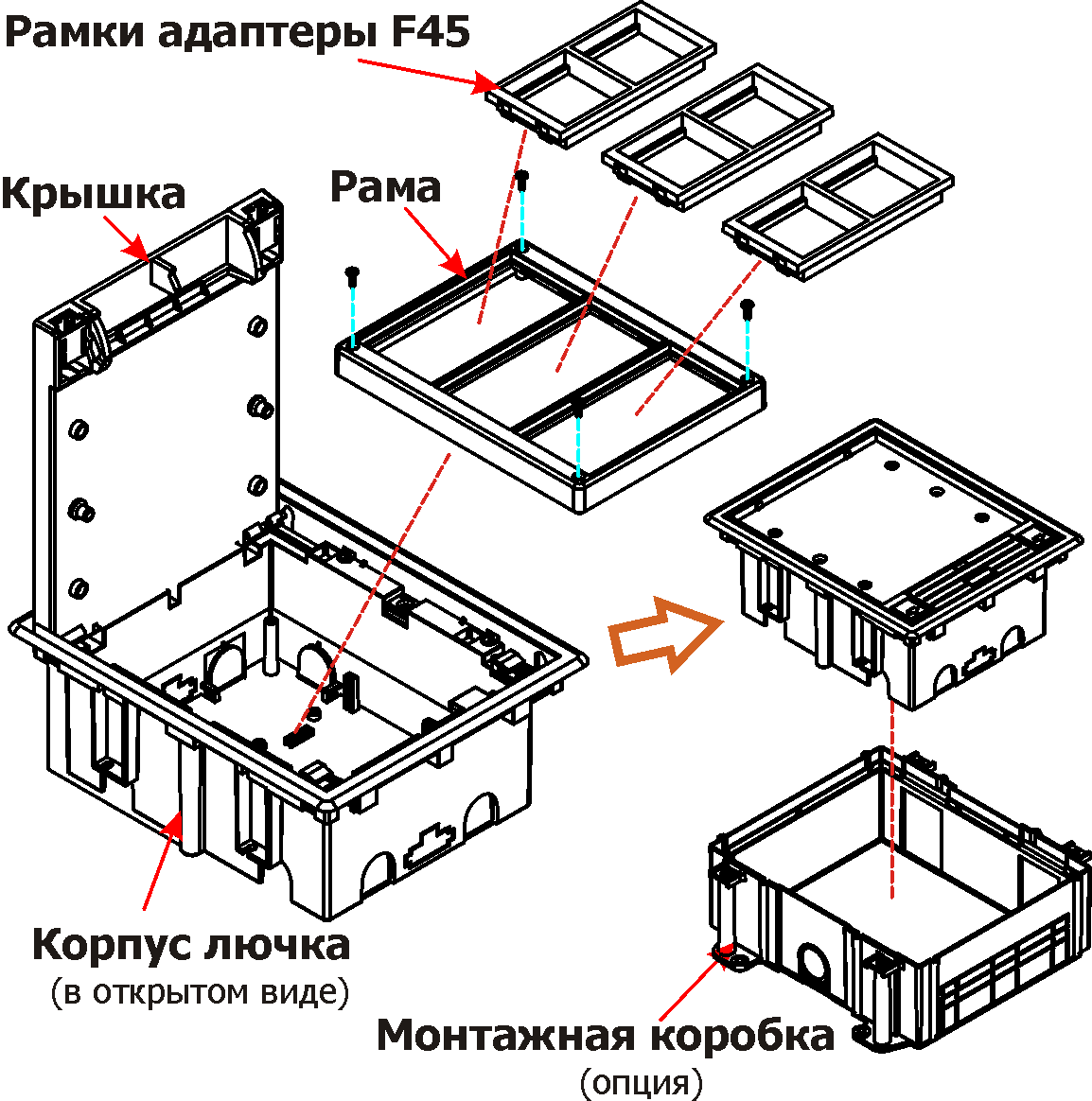 Рама крышки. Монтажная коробка для lan-WA-flbp-f45/4. Лючки Легранд 6 модулей. Lanmaster lan-WA-flbp-f45/6 лючок в пол на 6 модулей Mosaic 45x45. Лючок напольный на 6 постов Legrand чертеж.